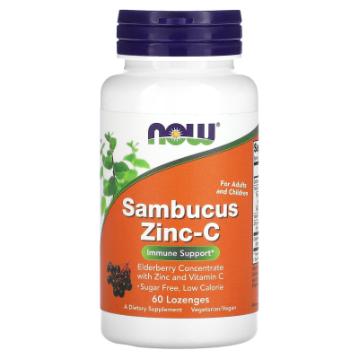 Цинк з вітаміном С та бузиною, Sambucus, NOW Foods