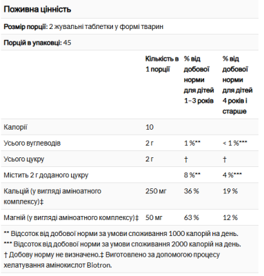 Кальцій, дитяча жувальна добавка у формі тварин, NaturesPlus