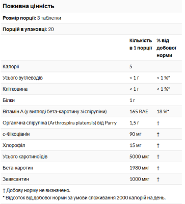 California Gold Nutrition, органічна спіруліна, 1500 мг, 60 таблеток (500 мг у таблетці)